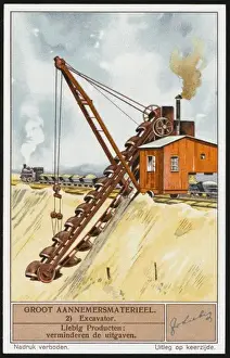 Excavator In Action Stampe: Excavator at Work
