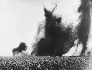 World War 1 Battlefield Stampe: Mine exploding 1917