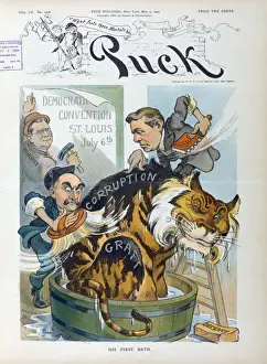 Puck Magazine Illustrations Online Stampe: His first bath