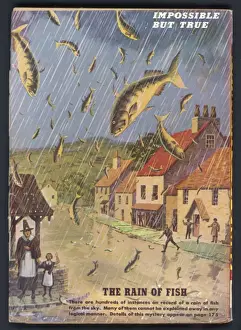 Welsh Village Scene Stampe: Fish Fall from Sky
