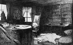 Gustave Flaubert Biography Stampe: Flauberts Study