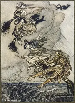 Historical Witchcraft Images Stampe: Flight of Witches