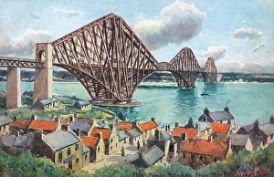 Stampe di Il Ponte Ferroviario di Forth - visto da Nord a Queensferry. Il Ponte divenne un sito del patrimonio mondiale della UNESCO nel luglio del 2015. Data: circa anni dieci dell'Ottocento Galles Stampe: Ponte ferroviario di Forth