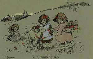 Hand Coloured Postcards Stampe: The foundling