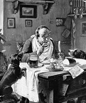 Historical Engraving Stampe: Friends at Table