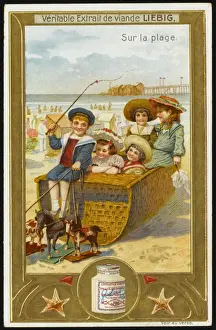Children At Play Stampe: Fun on the Beach