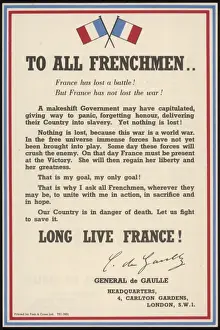 World War II History Stampe: De Gaulle Declaration