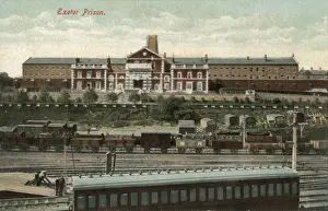 Historical Rail Transport Stampe: General view of Exeter Prison, Devon
