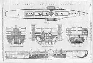 Victorian Era Engineering Stampe: Great Eastern X-Section