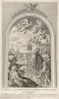 Pope Gregory I Stampe: Gregorius Stops Plague