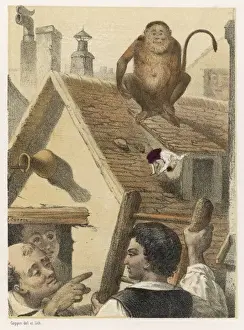 Jonathan Swift Illustrations Stampe: Gulliver & the Monkey