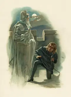 Shakespearean Drama Artwork Stampe: Hamlet and Ghost / 1899