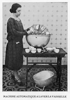 Vintage Washing Machine Stampe: Hand-Driven Dish Washer