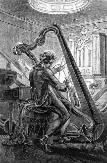 Musical Instrument History Stampe: Harp Maker 1827