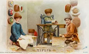 Singer Sewing Machine History Stampe: Hatmakers from Georgia using a Singer Sewing Machine