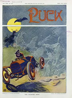 Early 20th Century Cartoons Online Stampe: The haunted auto