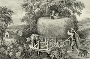 Harvest Season Stampe: Haying-time the first load