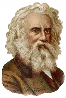 American Writer Stampe: Henry Longfellow