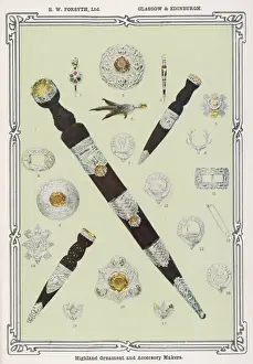 Scottish Cultural Heritage Stampe: Highland Dirk Etc C1902
