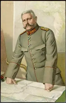 Paul Von Hindenburg Stampe: Hindenburg and Map