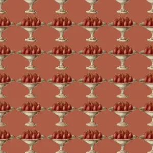 La Storia Si Ripete Stampe: Schema Ripetuto - Compota di Pere (fondo rosso)