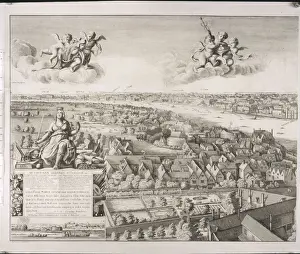 Stampe di Sezione 1 di 4 guardando verso l'alto, incluso il Globo e altri teatri. Wenzel Hollar pubblicato a Anversa nel 1647 Teatro Stampe: Panoramica Hollar - 1