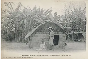 African Village Landscape Stampe: House in the Congo