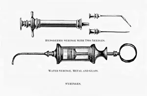 Antique Medical Equipment Stampe: Hypodermic syringes