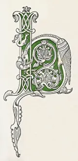 Historical Alphabet Initial Stampe: Illuminated letter H