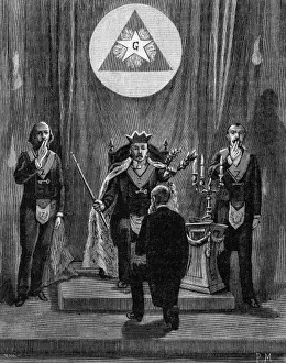 Freemason Initiation Ceremony Stampe: Initiation to the Master of Secrets