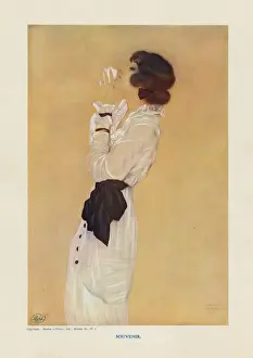 Contemplative Woman Image Stampe: (insert)