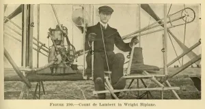 Biplane Aircraft Stampe: Count de Lambert in Wright biplane