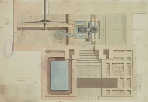 Steam Powered Transportation Stampe: Ground plan of the engine, boilers