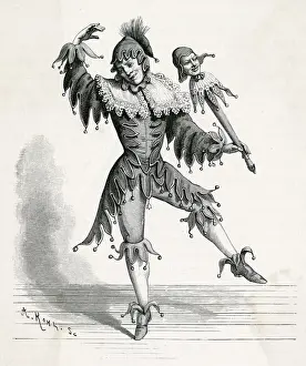 Giocatore di maschere con cappello e campana