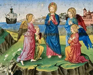 Codex Predis Artwork Stampe: Jesus, after being tempted by the devil, is surrounded by an