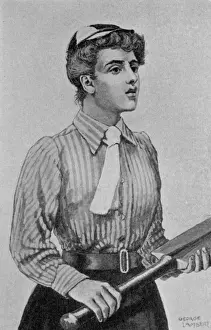 Antique Cricket Illustrations Stampe: A lady cricketer