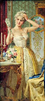 Fortunino Matania Artwork Stampe: Lady at her dressing table