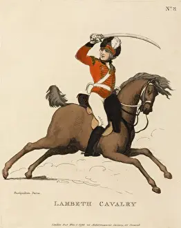 Thomas Rowlandson Aquatint Stampe: Lambeth Cavalry