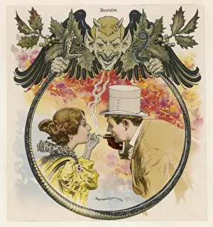 Vintage Smoking Culture Stampe: She Lights Him
