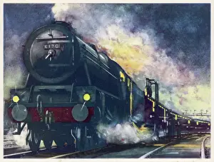 Stampe di Il treno speciale di posta della London Midland e Scottish Railways si dirige a nord con il trenino del Posto locale Ferrovia Stampe: Down special LMS