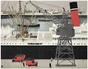 Vintage Dock Scene Stampe: Loading mails at the docks in London