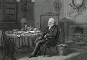 Henry Wadsworth Longfellow Stampe: Longfellow in his study