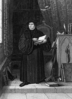 Protestant Reformation Images Stampe: Luther in his Study