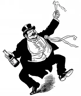 Top Hat Illustration Stampe: A Man Drinking