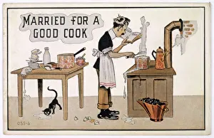 Vintage Kitchen Scene Stampe: Man in the Kitchen C1905