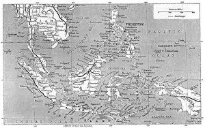 Stampe di Un cartello che mostra tutte le isole che compongono la Malesia Data: 1908 Indonesia Stampe: Mappa di Malesia del 1908