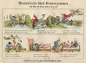 Stampe di Scene dalle storie di Max e Moritz. Due ragazzi maliziosi causano disordine ovunque vanno. Data: 1865 Immagini Correlate Stampe: I due Max e Moritz