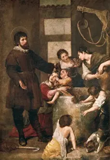 Historical Spanish Art Stampe: The Miracle at the Well