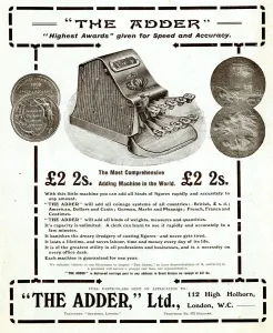 Vintage Office Equipment Stampe: Advert for The Adder Adding Machine