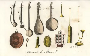Giulio Ferrario Stampe: Strumenti cinesi di corda e percussione